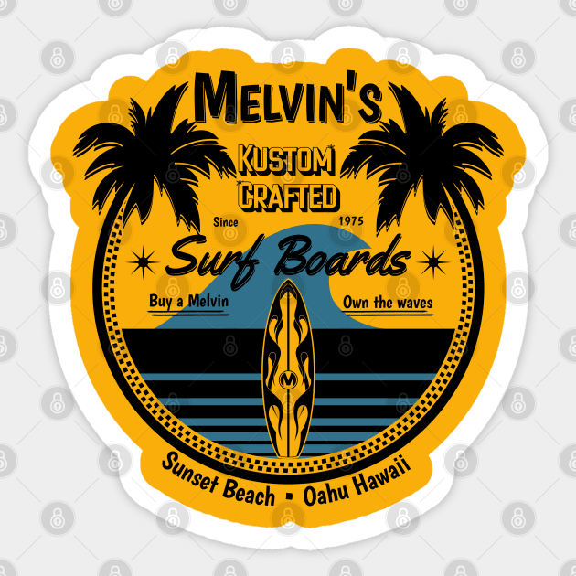 Melvin's Kustom Crafted Surfboards Surfer Sticker by SunGraphicsLab